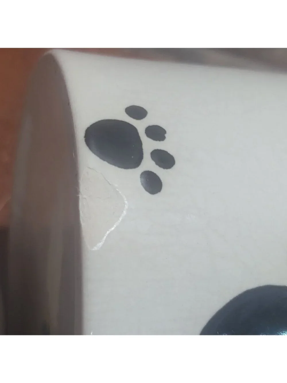 Castlemere Creations Ceramic Pet Treat Jar White Base Black Paw Print Lid Black
